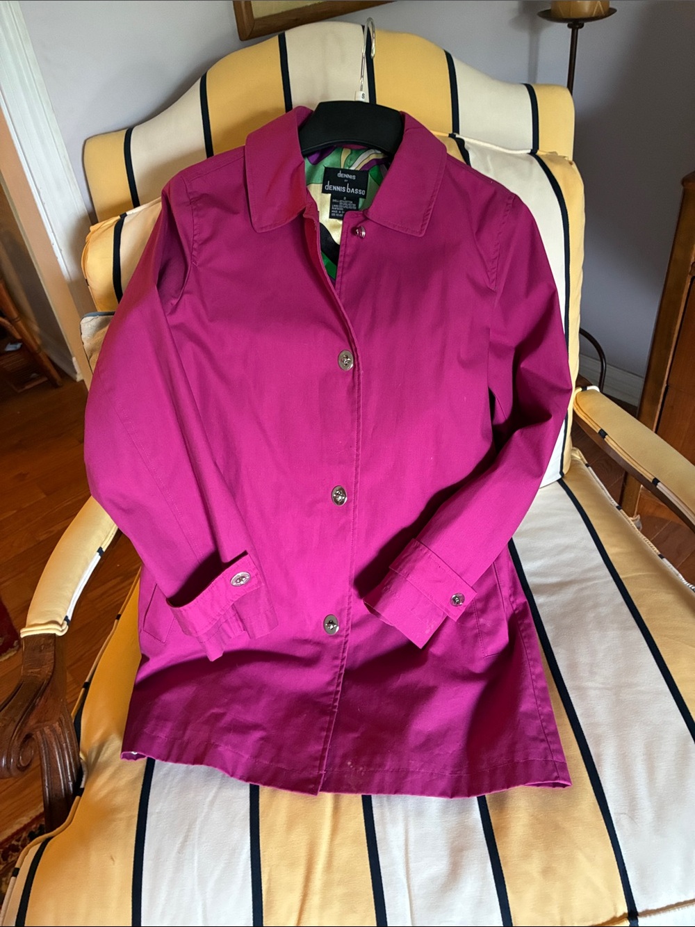 Y2K dennis basso Fuchsia Single-Breasted Trench Coat - Picture 1 of 7